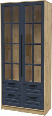 Шкаф с витриной Интерлиния Концепт КТ-ШВ2 Деко (дуб золотой/дуб королевский)