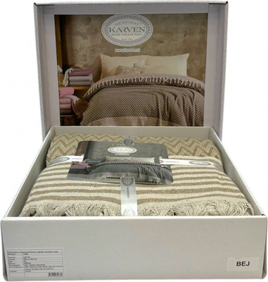Покрывало Karven Zigzag Евро 210x230 / Y1048 Bej