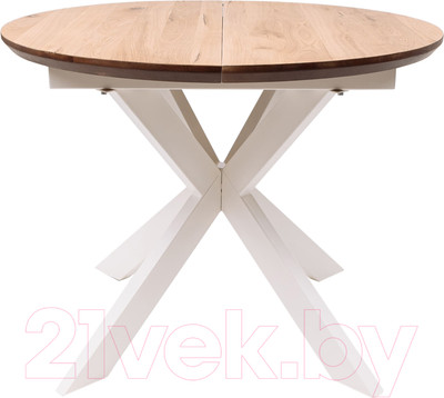 Обеденный стол ОКА Раунд раздвижной d110-150x75 (дуб натуральный/белый)