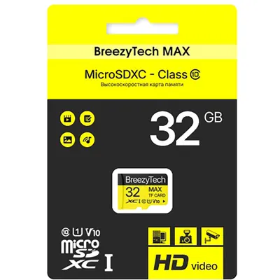Карта памяти BreezyTech Max MicroSD 32GB Class 10 (без адаптера)