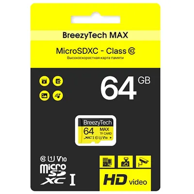 Карта памяти BreezyTech Max MicroSD 64GB Class 10 (без адаптера)
