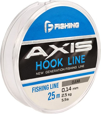 Леска монофильная F-Fishing Axis Hook Line Clear 25м 0.14мм 2.15кг 5lb / FTLC-014