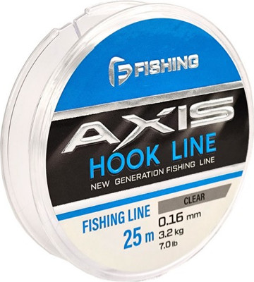 Леска монофильная F-Fishing Axis Hook Line Clear 25м 0.16мм 2.5кг 6lb / FTLC-016 