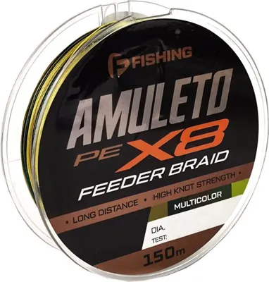 Леска плетеная F-Fishing Amuleto Braid PE X8 Feeder 150м Multicolor 0.18мм / FAMB150-018