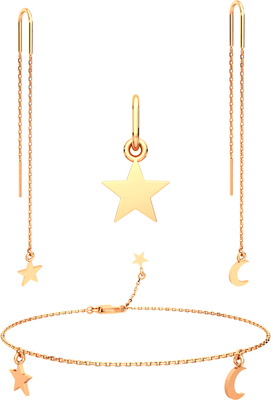 Комплект ювелирных украшений из розового золота ZORKA Созвездие 300246.9K.R, 300247.9K.R, 430088.9K.R, 650029.9K.R