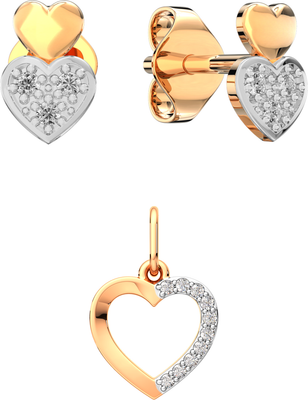 Комплект ювелирных украшений из розового золота ZORKA Сердца 310971.9K.R.ZZ, 440259-9K