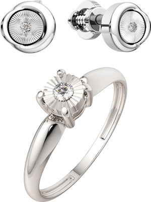 Комплект ювелирных украшений из белого золота ZORKA С бриллиантами 2D00131.14K.W, 3D00348.14K.W.ZZ