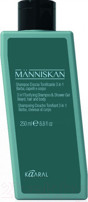 Шампунь для волос Kaaral Manniskan тонизирующий для волос бороды и тела 3 в 1 (250мл)