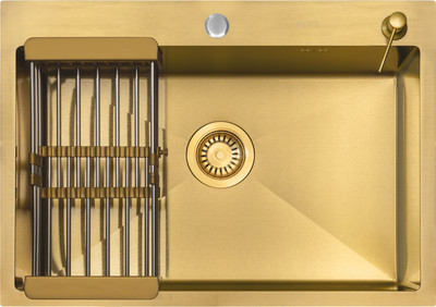 Мойка кухонная Arfeka ECO AR 70x50+ CL AR+DS AR  (золото, с дозатором и коландером)