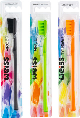 Набор зубных щеток WEISS Target №2 жесткая + средняя + мягкая (3шт)