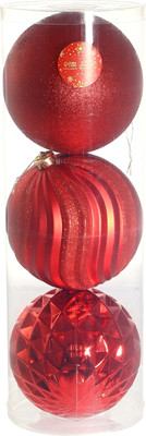 Набор шаров новогодних Зимнее волшебство Ассорти / 1305731 (3шт, красный)
