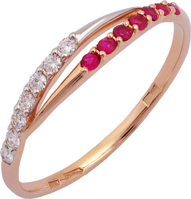 Кольцо из красного золота Кристалл CC98800226773 (р.15.5, с бриллиантами и рубинами)