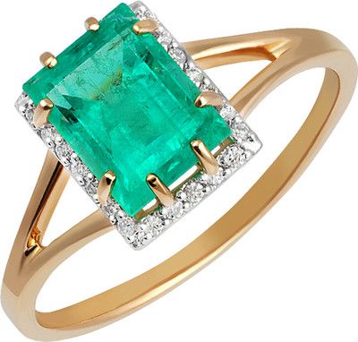 Кольцо из красного золота Кристалл CH86500226773 (р.19, с бриллиантами и изумрудом)