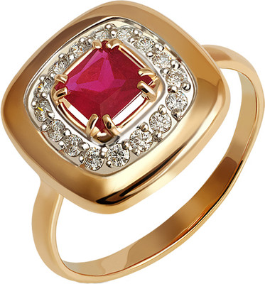 Кольцо из красного золота Кристалл CJ58900226773 (р.17.5, с бриллиантами и рубином)