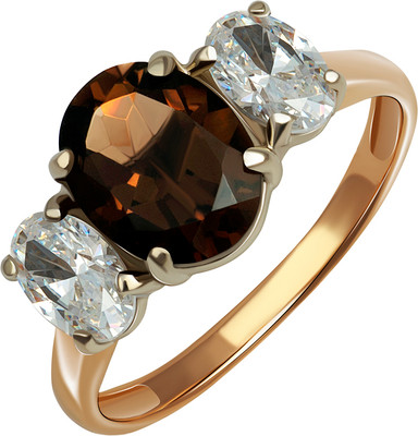 Кольцо из красного золота Кристалл CM77300226773 (р.17, с фианитами и раухтопазом)