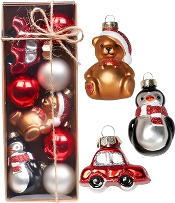 Набор елочных игрушек Inge's Christmas Медведь, пингвин, машина / 66356P003_2 (8шт)