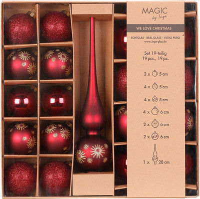 Набор шаров новогодних Inge's Christmas One - Two - Tree! / 40649P416 (19пр, красный)