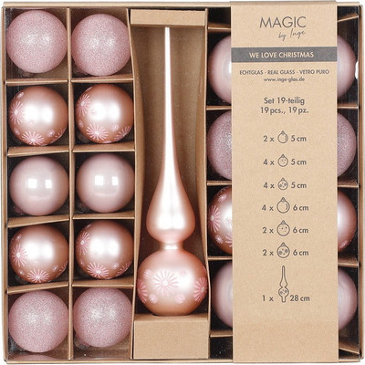 Набор шаров новогодних Inge's Christmas One - Two - Tree! / 40565P416 (19пр, розовый)