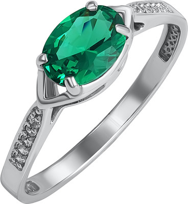 Кольцо из белого золота Кристалл CN67900226773 (р.17, с изумрудом и фианитами)