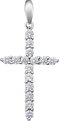 Крестик из белого золота Кристалл C737400226773 (с фианитами)