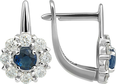 Серьги из белого золота Кристалл CJ33000226773 (с бриллиантами и сапфирами)