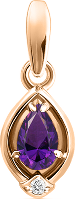 Подвеска из красного золота Кристалл CK98800226773 (с аметистом и фианитом)