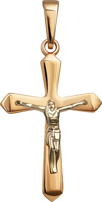 Крестик из комбинированного золота Кристалл CM77500226773