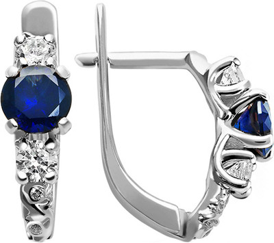 Серьги из белого золота Кристалл CJ63200226773 (с бриллиантами и сапфирами)