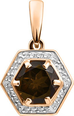 Подвеска из комбинированного золота Кристалл CQ28200226773 (с раухтопазом и фианитами)