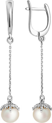 Серьги из белого золота Кристалл CJ19600226773 (с фианитами и жемчугом)