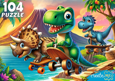 Пазл РЫЖИЙ КОТ Веселые динозавры / УК104-0201