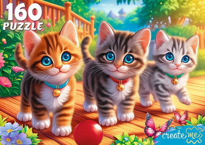 Пазл РЫЖИЙ КОТ Три котенка в саду / УК160-5540