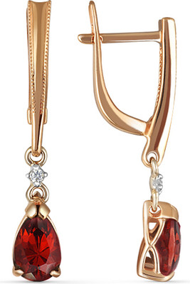 Серьги из комбинированного золота Кристалл CK57800226773 (с фианитами и гранатом)