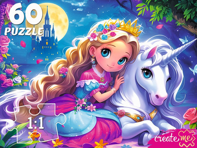 Пазл РЫЖИЙ КОТ Аниме-принцесса с единорогом / Ф60-4525