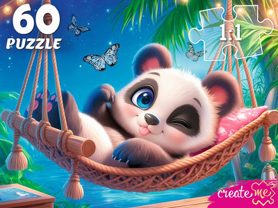 Пазл РЫЖИЙ КОТ Панда в гамаке / П60-5993