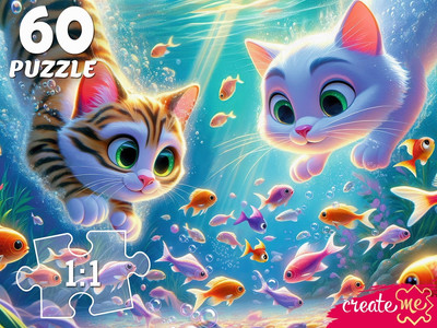 Пазл РЫЖИЙ КОТ Котята под водой / Х60-7595