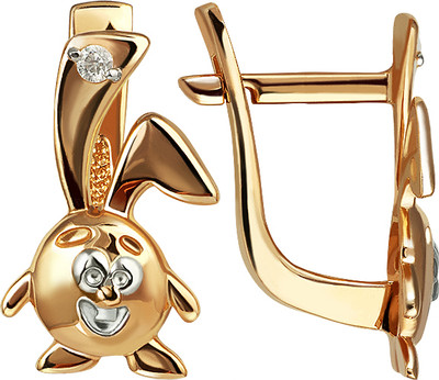 Серьги из красного золота Кристалл CL60100226773 (с фианитами)