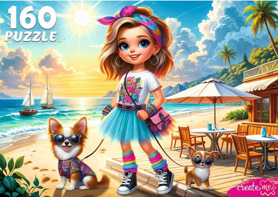 Пазл РЫЖИЙ КОТ Девочка с собачками / Ф160-2394