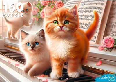 Пазл РЫЖИЙ КОТ Котята на рояле / Ф160-2395
