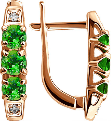 Серьги из красного золота Кристалл CN97500226773 (с изумрудами и фианитами)