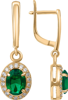 Серьги из красного золота Кристалл CP05900226773 (с изумрудами и фианитами)