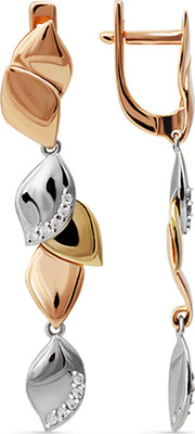 Серьги из комбинированного золота Кристалл CG67100226773 (с фианитами)