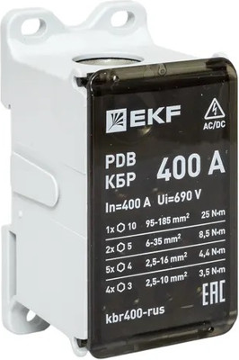 Распределительный блок на DIN-рейку EKF PROxima КБР 400A / kbr400-rus