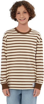 Лонгслив детский Mark Formelle 123434/1 (р.140-68, молочно-коричневая полоска)