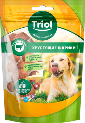 Лакомство для собак Triol Хрустящие шарики из говядины (70г)