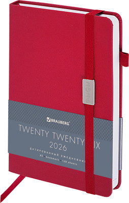 Ежедневник Brauberg 2026 с держателем для ручки / 117124 (красный)