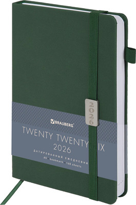 Ежедневник Brauberg 2026 с держателем для ручки / 117123 (зеленый)
