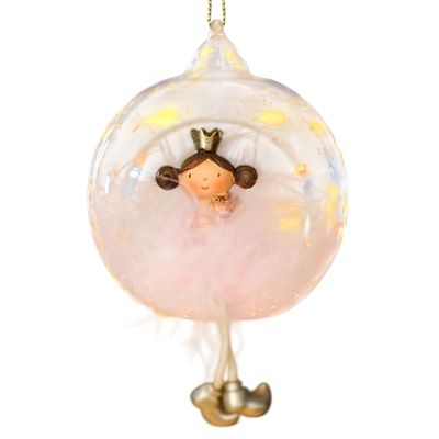 Шар новогодний Sima-Land Ангелочек-принцесса розовый пушок в шарике / 4900716