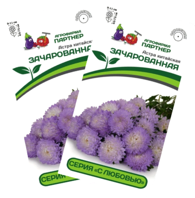 Набор семян цветов Агрофирма Партнер Астра китайская Зачарованная (2шт)