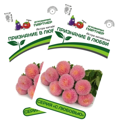 Набор семян цветов Агрофирма Партнер Астра китайская Признание в Любви (2шт)